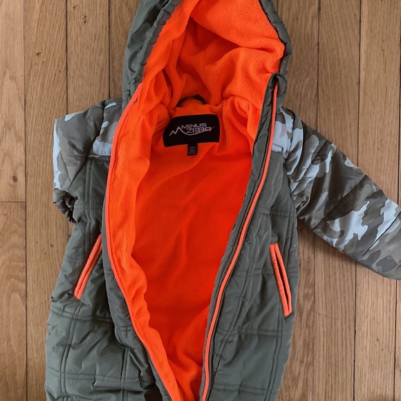 MINUS ZERO FLEECE LINED ONE PIECE SNOWSUIT OLIVE 6/9 MONTHS NEW - Picture 7 of 9